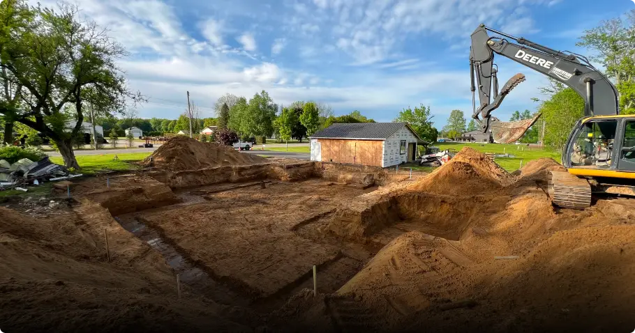 House foundation excavation in Norfolk by D5 Excavating